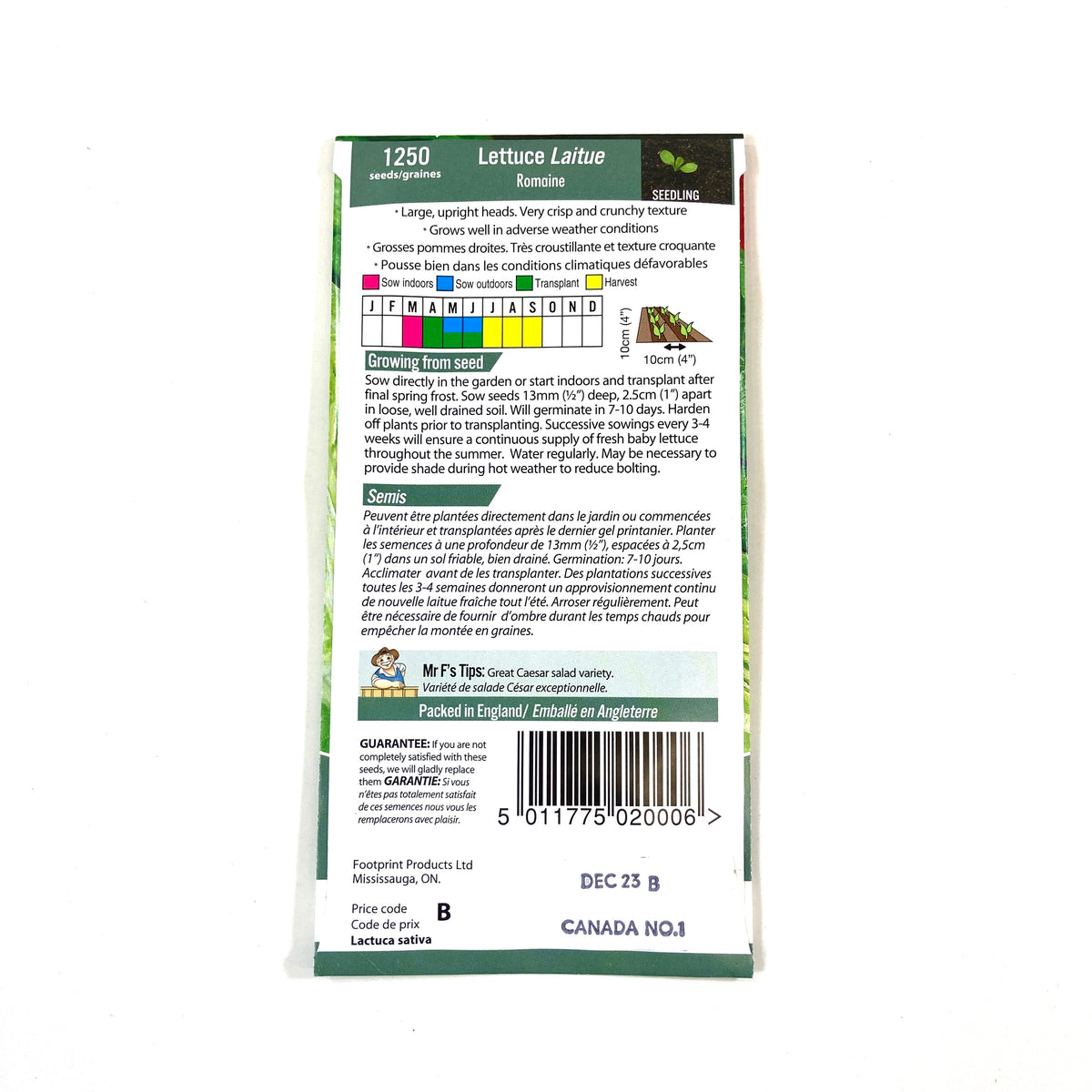 Lettuce - Romaine Seeds, Mr Fothergill's - Floral Acres Greenhouse & Garden Centre
