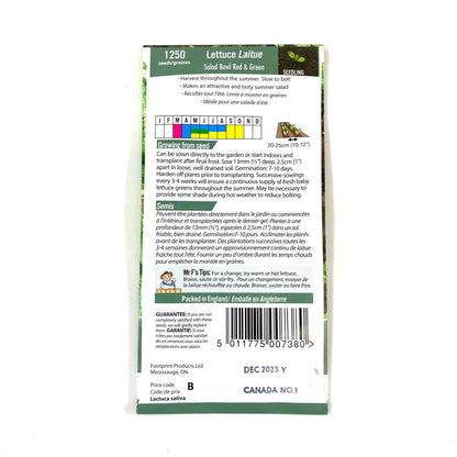 Lettuce - Salad Bowl Mix Seeds, Mr Fothergill's - Floral Acres Greenhouse & Garden Centre