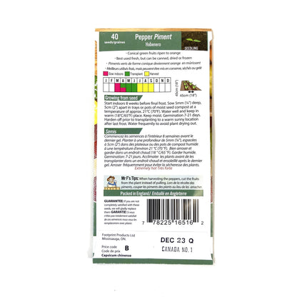 Pepper - Habanero Seeds, Mr Fothergill's - Floral Acres Greenhouse & Garden Centre