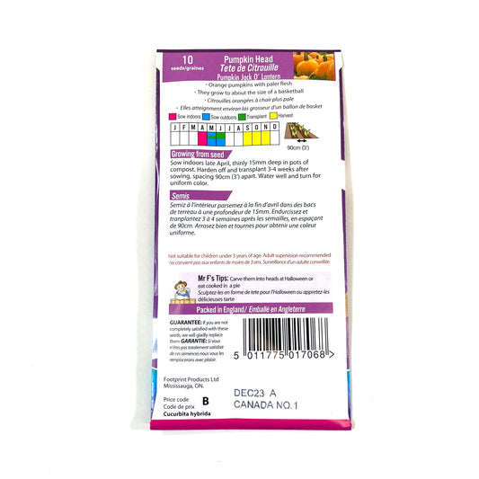 Fun Seeds - Pumpkin Head Seeds, Mr Fothergill's - Floral Acres Greenhouse & Garden Centre