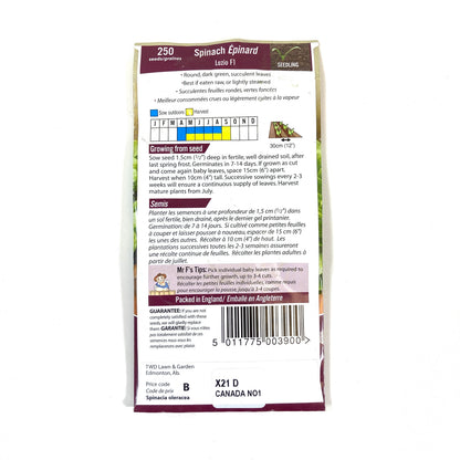 Spinach - Lazio Seeds, Mr Fothergill's - Floral Acres Greenhouse & Garden Centre