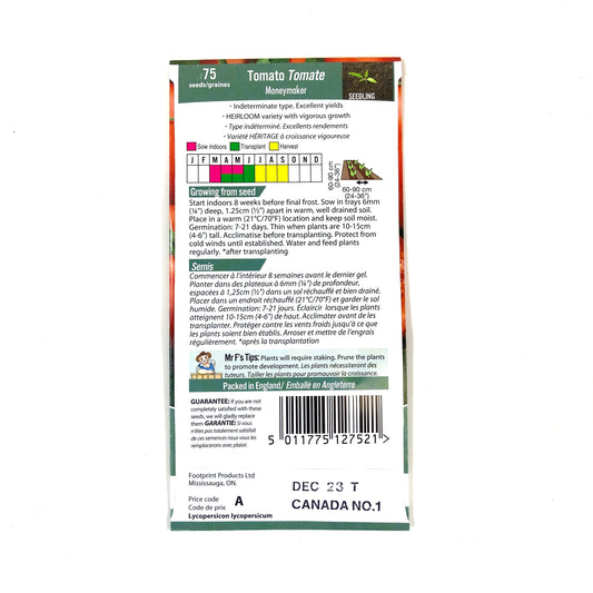 Tomato - Moneymaker Seeds, Mr Fothergill's - Floral Acres Greenhouse & Garden Centre