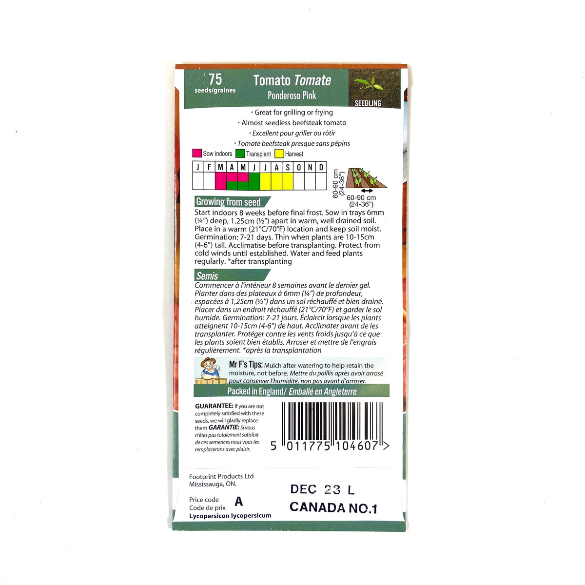 Tomato - Ponderosa Pink Seeds, Mr Fothergill's - Floral Acres Greenhouse & Garden Centre