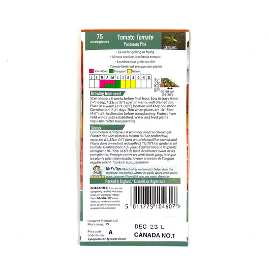 Tomato - Ponderosa Pink Seeds, Mr Fothergill's - Floral Acres Greenhouse & Garden Centre