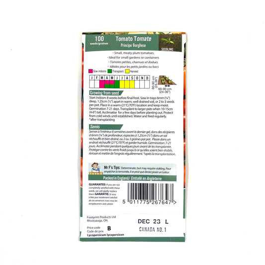 Tomato - Principe Borghese Seeds, Mr Fothergill's - Floral Acres Greenhouse & Garden Centre