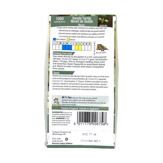 Turnip - Swede Marian Seeds, Mr Fothergill's - Floral Acres Greenhouse & Garden Centre