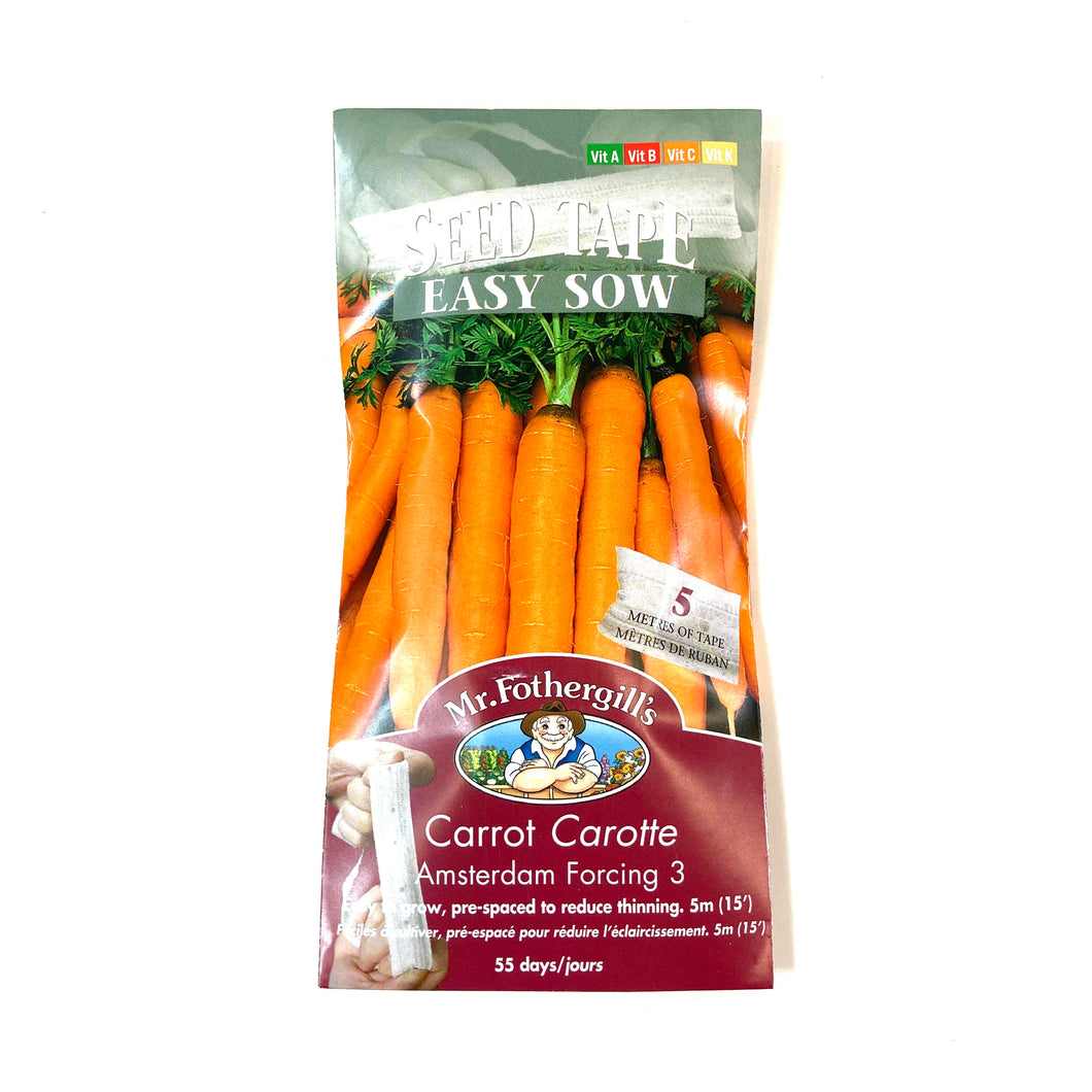 Carrot - Amsterdam 3 Seed Tape, Mr Fothergill's - Floral Acres Greenhouse & Garden Centre