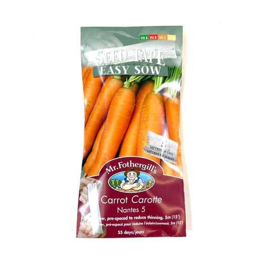 Carrot - Nantes 5 Seed Tape, Mr Fothergill's - Floral Acres Greenhouse & Garden Centre
