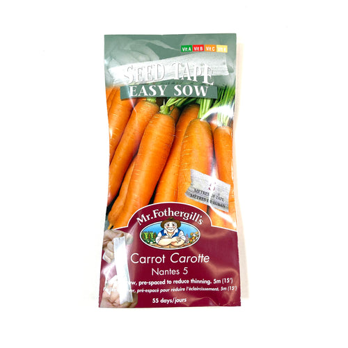 Carrot - Nantes 5 Seed Tape, Mr Fothergill's - Floral Acres Greenhouse & Garden Centre