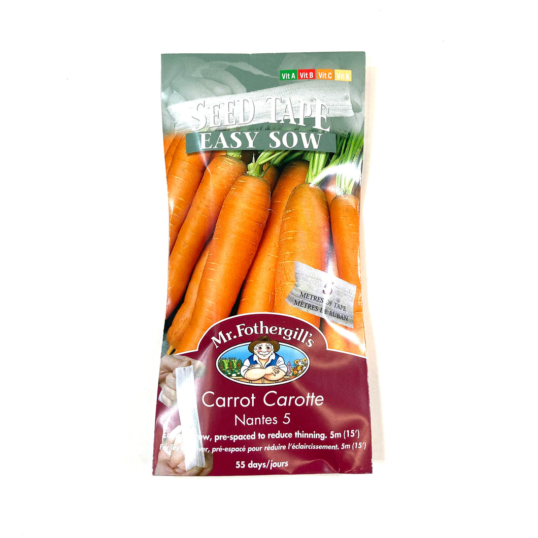Carrot - Nantes 5 Seed Tape, Mr Fothergill's - Floral Acres Greenhouse & Garden Centre