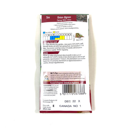 Onion - White Lisbon Seed Tape, Mr Fothergill's - Floral Acres Greenhouse & Garden Centre