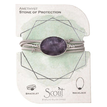 Load image into Gallery viewer, Bracelet, Suede/Stone Wrap, Amethyst/Silver - Floral Acres Greenhouse &amp; Garden Centre
