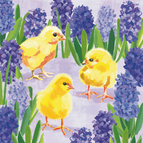 Paper Cocktail Napkin, 20 Count, Chicks & Hyacinth - Floral Acres Greenhouse & Garden Centre