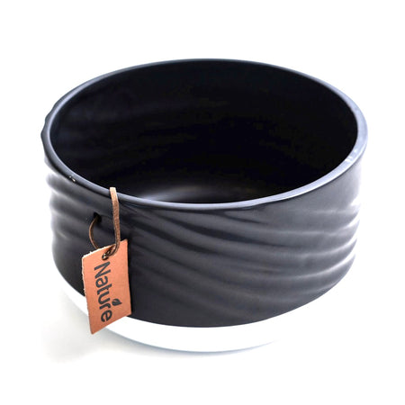 Pot, 6in, Ceramic, Wave Bwl, Nature Tag, Black - Floral Acres Greenhouse & Garden Centre