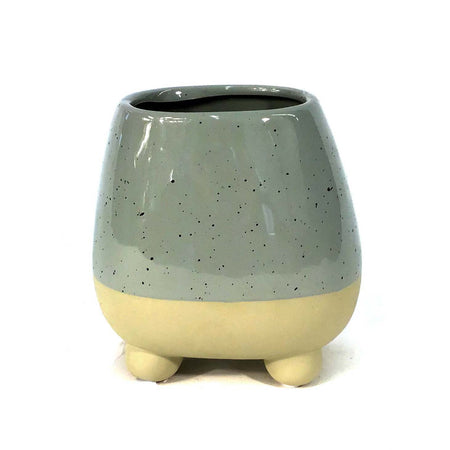 Planter, Ceramic, Sage Speckle, Footed, Large - Floral Acres Greenhouse & Garden Centre