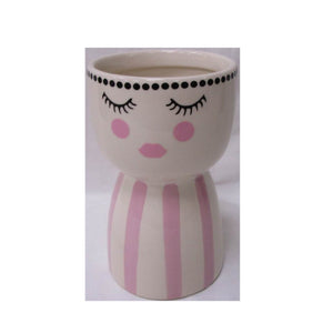 Pot, 4in, Ceramic, Dolomite, Pink Striped Girl - Floral Acres Greenhouse & Garden Centre
