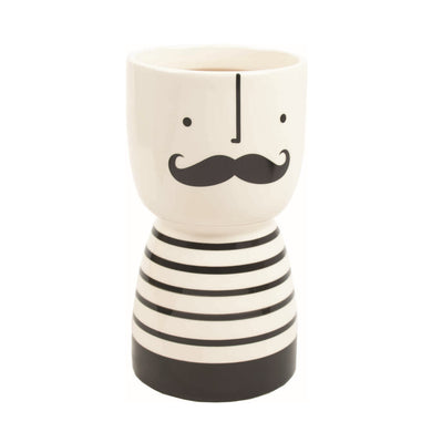 Pot, 4in, Ceramic, Dolomite, Hugo Mustache Man - Floral Acres Greenhouse & Garden Centre