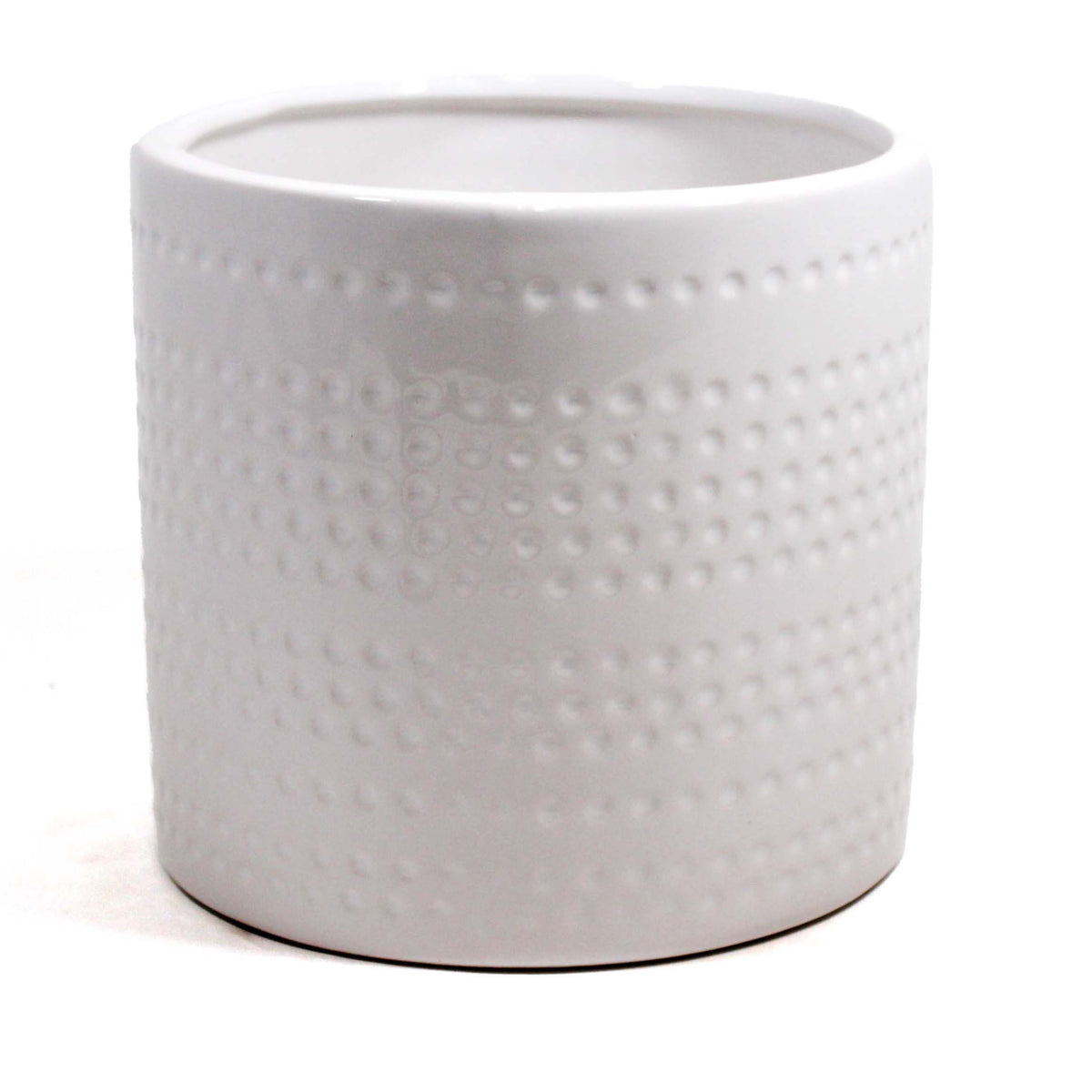 Pot, 4in, Ceramic, Dolomite, Dotted Stripes, White