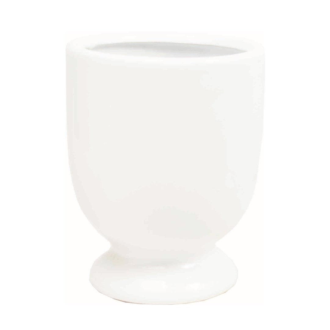 Pot, 4in, Ceramic, Pedestal, Glossy White