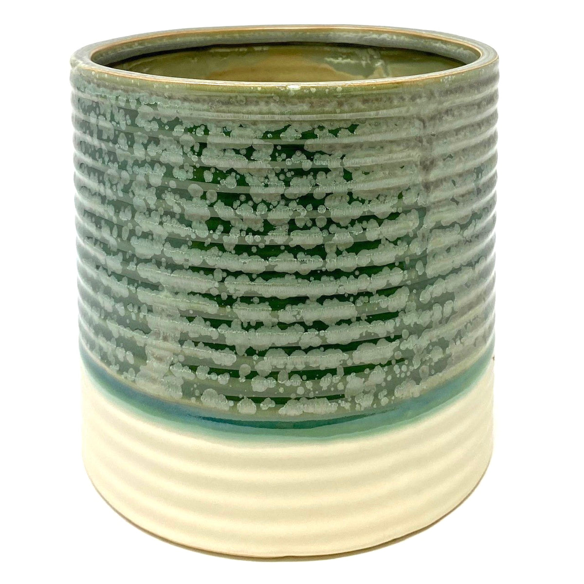 Pot, 6in, Ceramic, Reactive Glazed Rippled, Green - Floral Acres Greenhouse & Garden Centre