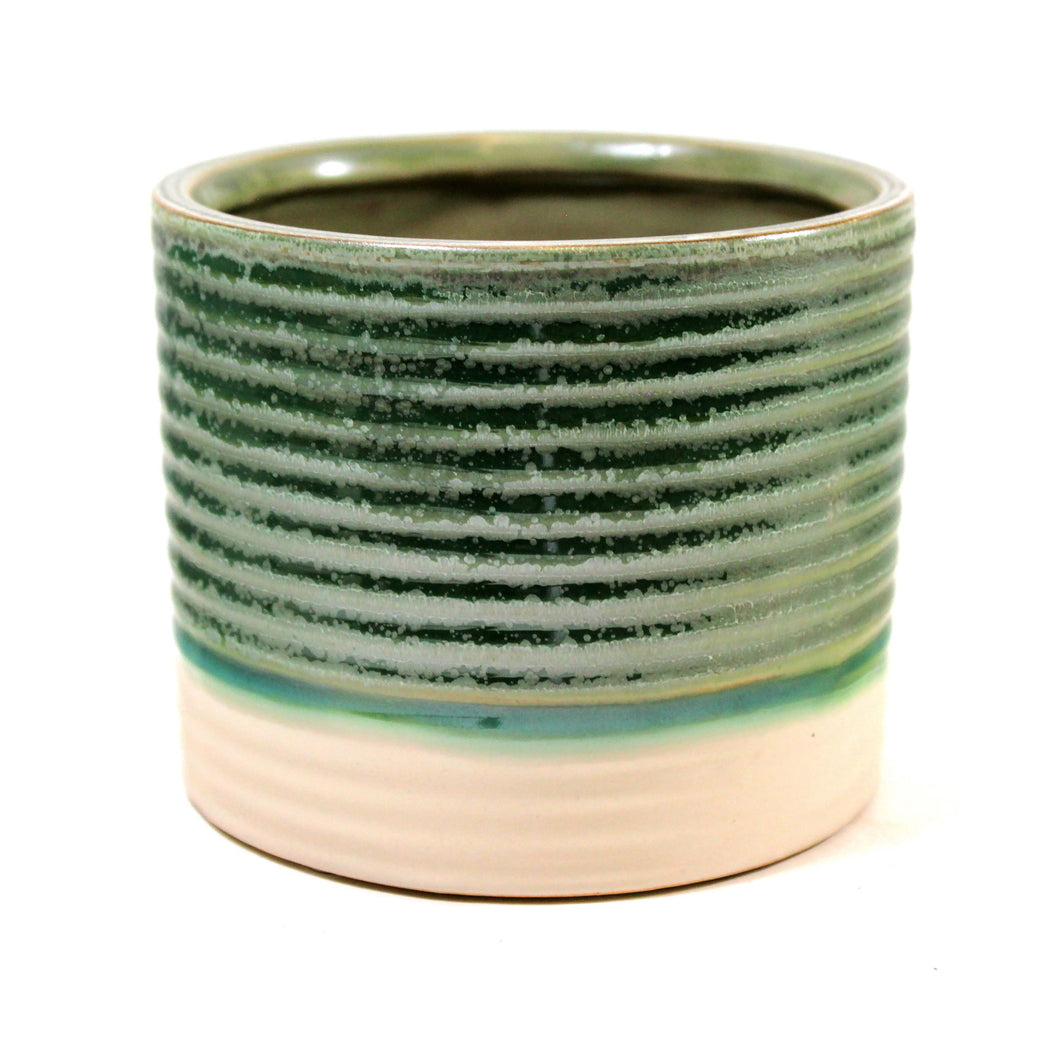 Pot, 4in, Ceramic, Reactive Glazed Rippled, Green