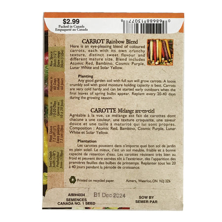 Carrot - Rainbow Blend Seeds, Aimers Organic