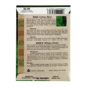 Basil - Culinary Blend Seeds, Aimers Organic