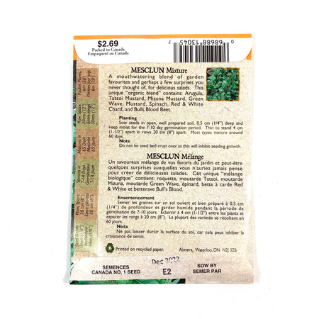 Greens - Mesclun Mixture Seeds, Aimers Organic - Floral Acres Greenhouse & Garden Centre