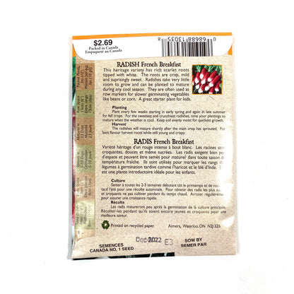 Radish - French Breakfast Seeds, Aimers Organic - Floral Acres Greenhouse & Garden Centre