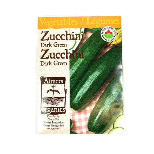 Zucchini - Dark Green Seeds, Aimers Organic - Floral Acres Greenhouse & Garden Centre