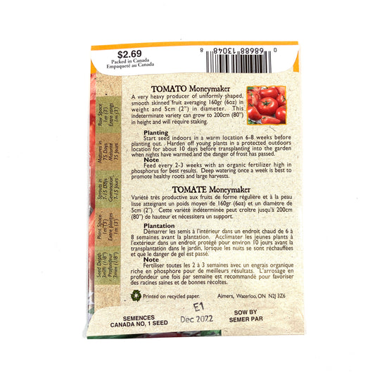 Tomato - Money Maker Seeds, Aimers Organic - Floral Acres Greenhouse & Garden Centre