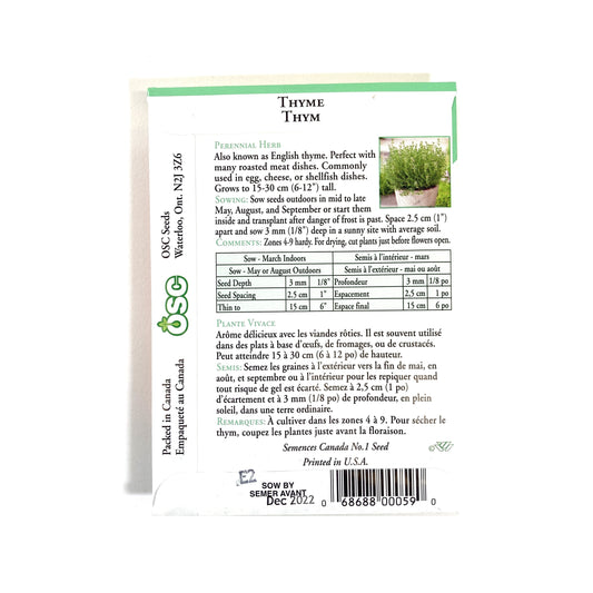 Thyme - Common/English Seeds, OSC