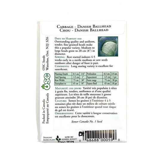 Cabbage - Danish Ballhead Seeds, OSC - Floral Acres Greenhouse & Garden Centre