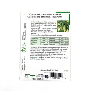 Cucumber - Burpless F1 Hybrid Seeds, OSC - Floral Acres Greenhouse & Garden Centre