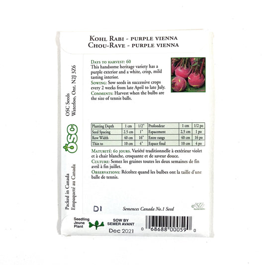 Kohlrabi - Purple Vienna Seeds, OSC - Floral Acres Greenhouse & Garden Centre