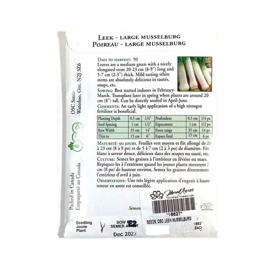 Leek - Large Musselburg Seeds, OSC