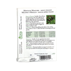 Greens - Mesclun Mixture Spicy Italian Seeds, OSC - Floral Acres Greenhouse & Garden Centre