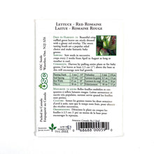 Load image into Gallery viewer, Lettuce - Red Romaine Seeds, OSC - Floral Acres Greenhouse &amp; Garden Centre

