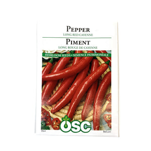 Pepper - Long Red Cayenne Seeds, OSC