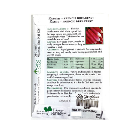 Radish - French Breakfast Seeds, OSC