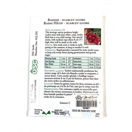 Radish - Scarlet Globe Seeds, OSC