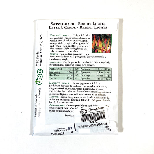 Swiss Chard - Bright Lights Seeds, OSC