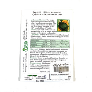Squash - Green Hubbard Seeds, OSC