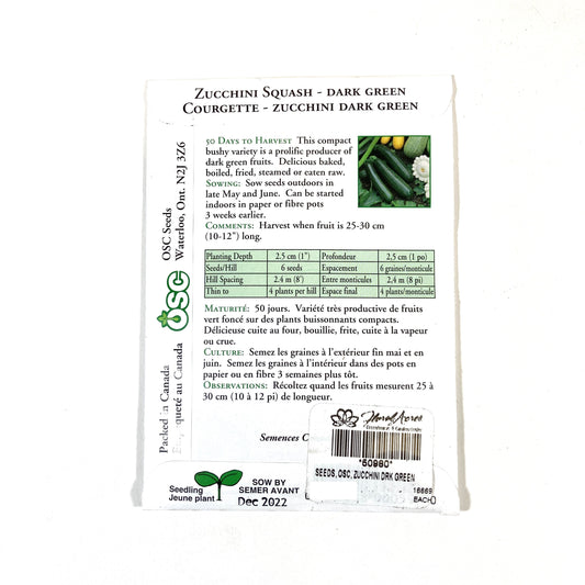 Zucchini - Dark Green Seeds, OSC