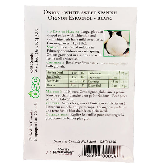 Onion - White Sweet Spanish Seeds, OSC