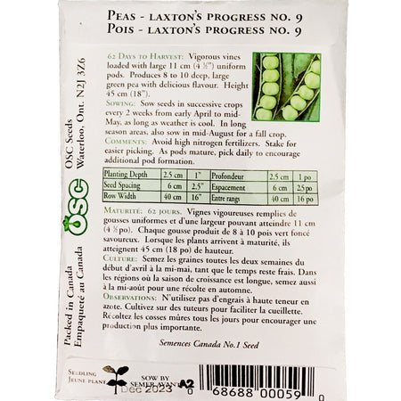 Pea - Laxton's Progress No. 9 Seeds, OSC