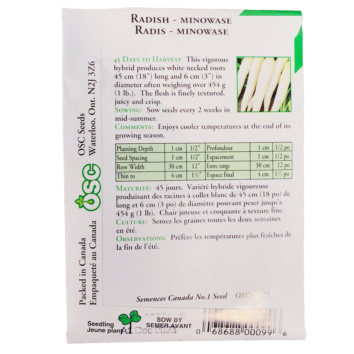 Radish - Minowase Hybrid Seeds, OSC