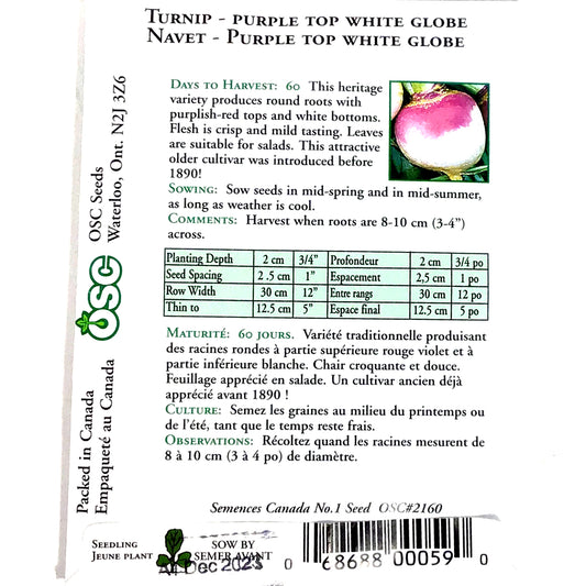 Turnip - Summer Purple Top Seeds, OSC