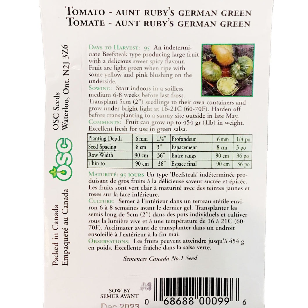 Tomato - Aunt Ruby's German Green Seeds, OSC