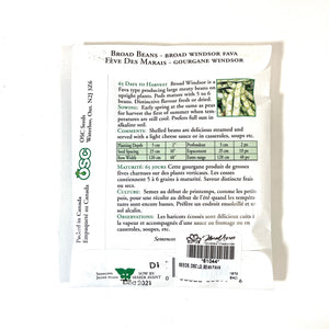 Bean Bush - Broad Wdsor Fava Seeds, OSC Large Pack
